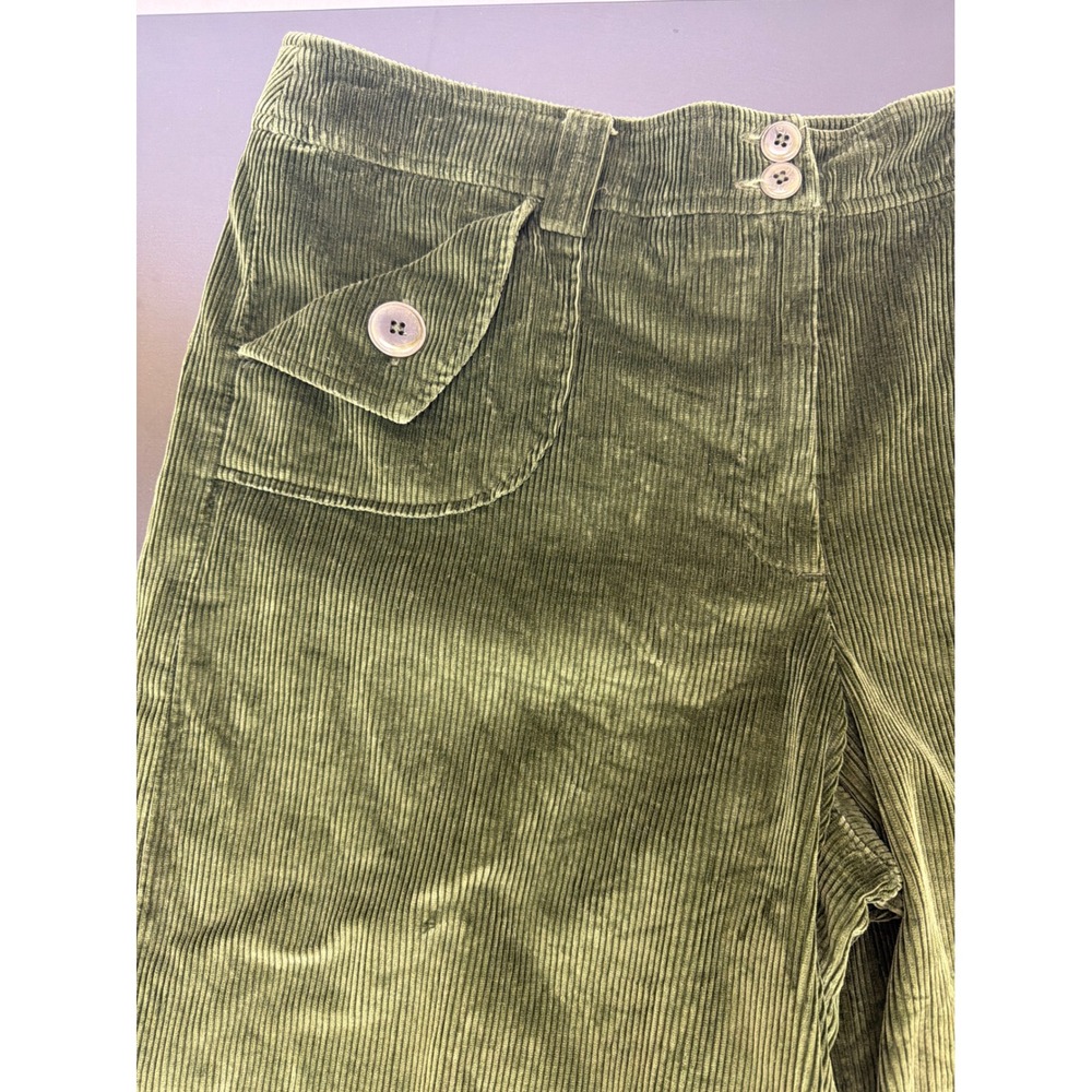 Talbots Olive Green Corduroy Gaucho Pants Wide Leg Cropped Utility Pockets 18 - Picture 3 of 9